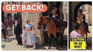Brilliant Guard Shouts and CHARGES the Horse at Careless Tourists!