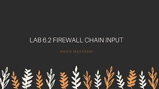 Lab 6.2 Firewall Chain Input