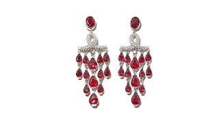 Rarities Ruby and White Zircon Drop Earrings