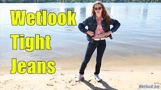 Wetlook jeans jacket | Wetlook tight jeans