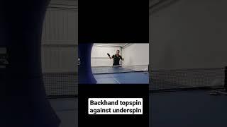 Training with table tennis robot. Backhand topspin against underspin