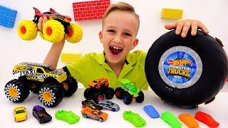 Влад и Никита играют с игрушечными машинками | Hot Wheels Monster Trucks