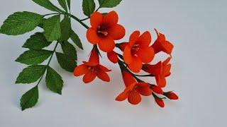 How to make Trumpet Vine flower from crepe paper / Paper Flower / Góc nhỏ Handmade