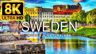 FLYING OVER SWEDEN 8K | Amazing beautiful natural landscape with relaxing music | 8K ULTRA HD VIDEO