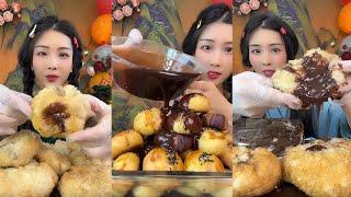 【ASMR】【MUKBANG】 油炸糕 CHOCOLATE lava MOCHI mukbang dessert | real chewing sound EAT FOOD YUMMY