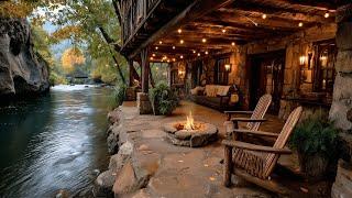 Perfect Summer Crackling Campfire by the Riverside Porch | Peaceful Nature Sounds Ambience