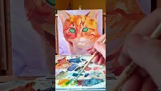 Red Cat Creating Oil painting Speed process #shorts