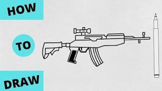 HOW TO DRAW FREE FIRE GUN SKS || SKS GUN DRAWING || #Artbysujan