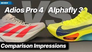 Adidas Adios Pro 4 vs Nike Alphafly 3