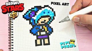 ШАРК ЛЕОН  АКУЛА из БРАВЛ СТАРС- РИСУНКИ ПО КЛЕТОЧКАМ - BRAWL STARS -PIXEL ART