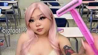 ASMR girl with NO BOUNDARIES shaves your face 🪒‍️ in class (realistic)