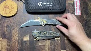 Maxace RED QUEEN II Original Folding knives Titanium Alloy CF handle M390 steel Satin knife