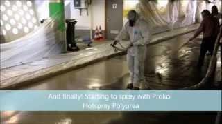 Floor in parking garage with Prokol Hotspray Polyurea