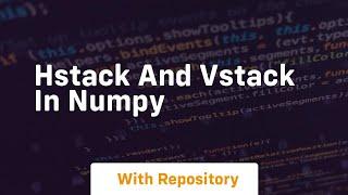 hstack and vstack in numpy