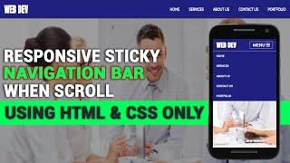 Responsive Sticky Navbar After Scrolling | No Javascript | Pure CSS Sticky Header