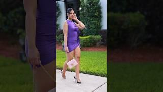 street outfits for weekend with purple dress #model #fashion #beauty #