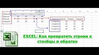 Excel: как преобразовать столбец в строку и обратно