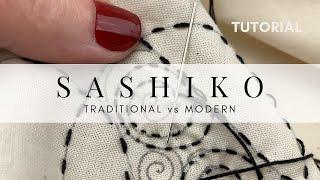 SASHIKO Traditional vs Modern     #sashiko #embroidery #howtosew #wellness #flowstate #mentalhealth