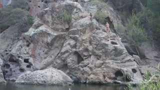 Jumping off at Malibu Creek State Park