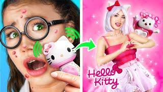 Amazing Makeover to Rich Hello Kitty for Poor Girls! How to Become Popular College Queen!