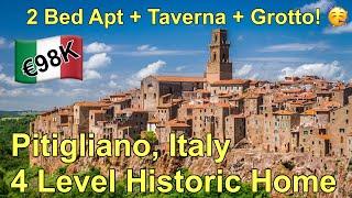 Pitigliano, Italy  | Three Story €98K Townhome | Taverna + Grotto + 2 Beds/1 Bath! 