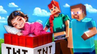 Меня усыновила семья из Minecraft! Родительские хаки, строительство, крафт и монстры в реалой жизни!