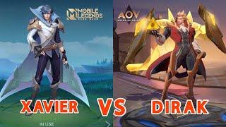 MLBB VS AOV - DIRAK VS XAVIER HERO SKILL EFFECT COMPARISON BATTLE