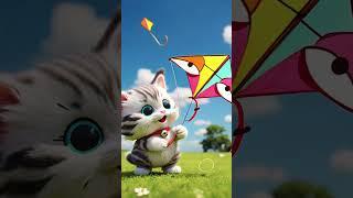 cute cat flying kite wao #funnyshorts #cat #funny