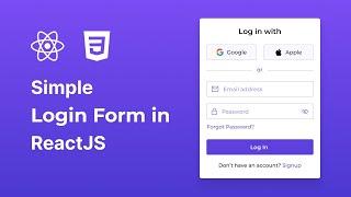 Create A Responsive Login Form in React JS & CSS | Simple Login Form with React JS