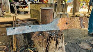 Knife Making - Making A Sharp SURVIVAL Knife From A Rusty LEAF SPRING