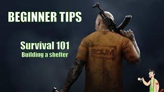 SCUM (SURVIVAL 101) ||BEGINNER TIPS||BUILDING A SHELTER||2021