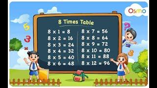 8-x1=8 Multiplication, Table of Eight 8 Tables Song Multiplication Time of tables - MathsTables