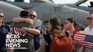 Navy pilots welcomed home after deployment defending against Houthi attacks