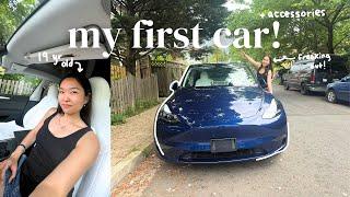 I GOT A CAR!!! | decorating my tesla, driving alone for the first time  🩵