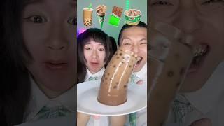 Milo Emoji Food Challenge ASMR bubble teaBoba #asmr #funny #mukbang