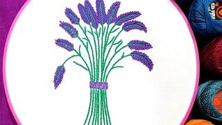 How to embroider lavender flowers in stitch Hand embroidery by naheed