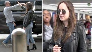 Dakota Johnson Shares A Very Cool, Personal Handshake With Her Driver At LAX