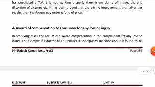 BL  (Rajesh Sharma) RELIEF AVAILABLE TO CONSUMERS(MBA 4 Sem)