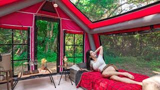 $7,777 CAMPING WITH THE LUXURY AIR TENTㅣFOREST ASMR