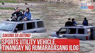 Sakuna sa outing! Sports utility vehicle, tinangay ng rumaragasang ilog | GMA Integrated Newsfeed