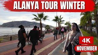 Alanya Street Winter ! Alanya City Center ! Alanya Beach 2024 ! Alanya Antalya ! 4K 60 FPS