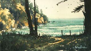 A Cozy Beach Scene Watercolor Painting Tutorial for Beginners / PAINT WITH ME