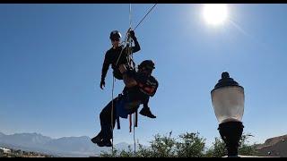 Rope Rescue Over a Bridge Using an Aerial Ladder Truck as a High Point