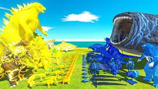 Yellow Team + Godzilla vs Bloop + Blue Team - Animal Revolt Battle Simulator