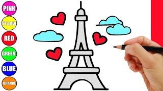 Drawing eiffel tower for kids  /  Рисование Эйфелева башня для детей