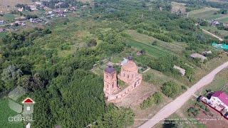 Аэросъемка села Татарские Челны (Менделеевский район, церковь Троицы Живоначальной)