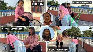 Bum Pinching Vs Hanger & Spoon Spenking  / Funny Video / PriyaSheetalGamez