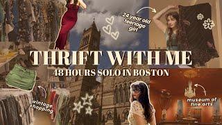 THRIFT WITH ME! Try-on vintage haul + 48 hours in Boston on a solo trip