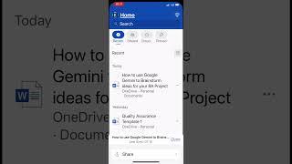 How to Pin a Document in MS Word 365 on an iPhone