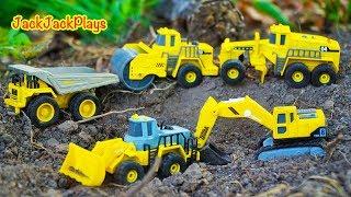 Playing with Construction Trucks Outside! Tonka Toys, Diggers, Roller UNBOXING! | JackJackPlays